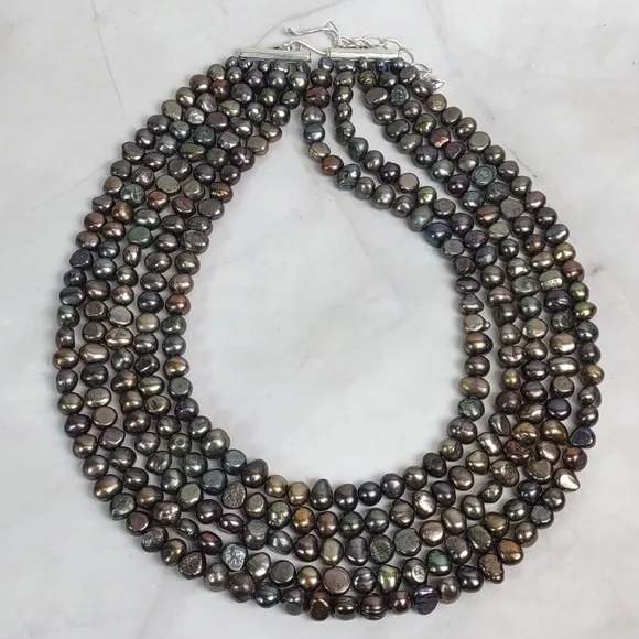 Jay King Mocha Peacock Freshwater Pearl Layered Necklace & Coordinating Earrings - Picture 4 of 14